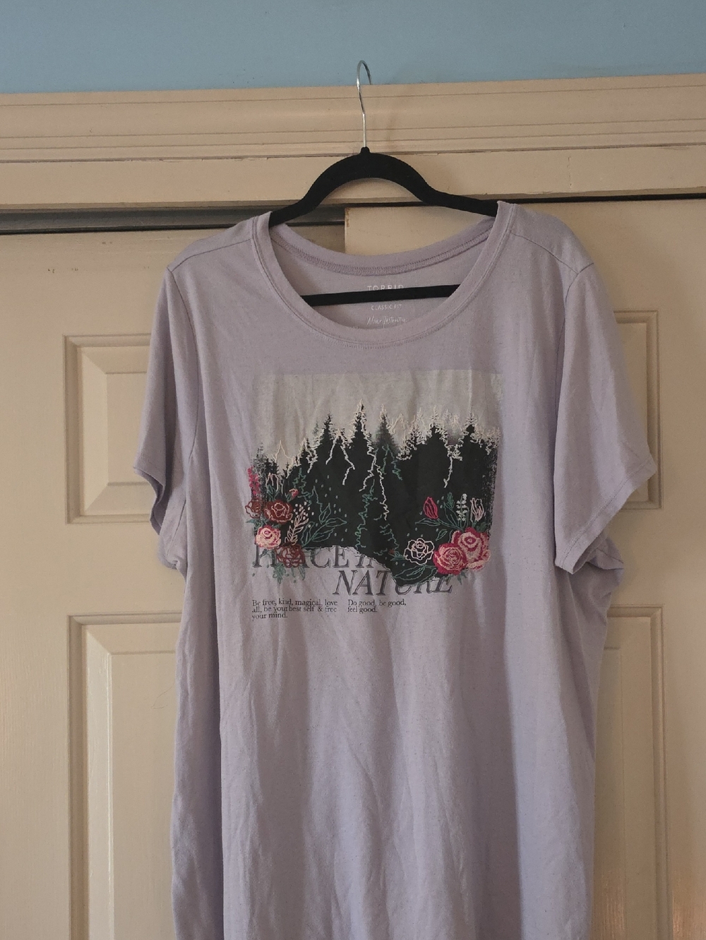 torrid Lavender Graphic Tee with Forest and Rose Print